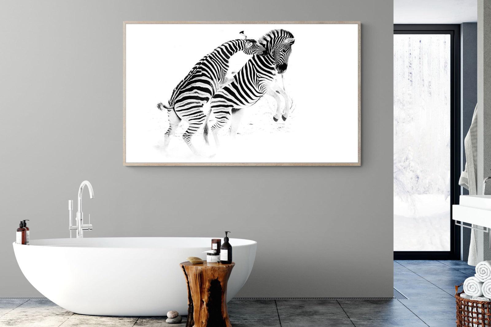 Zebra Tussle-Wall_Art-180 x 110cm-Mounted Canvas-Wood-Pixalot