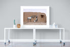Zebra Washing Line-Wall_Art-120 x 90cm-Framed Print-White-Pixalot