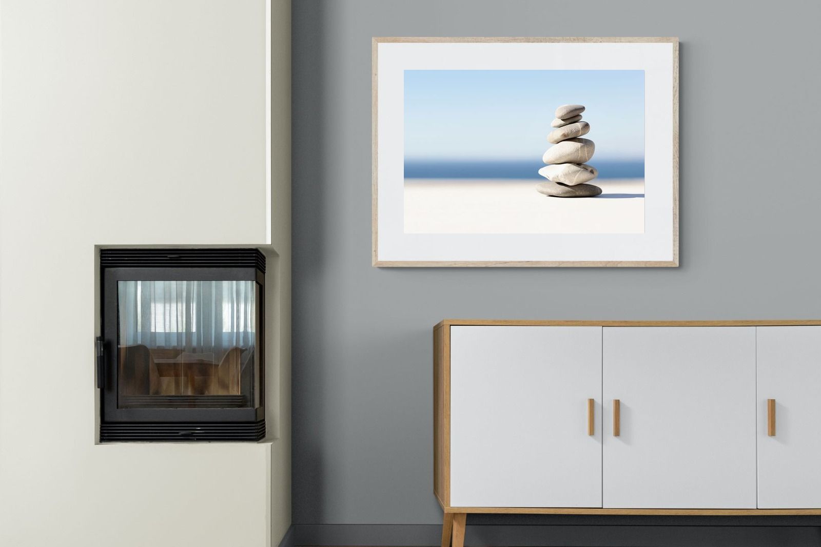 Zen Stones-Wall_Art-100 x 75cm-Framed Print-Wood-Pixalot