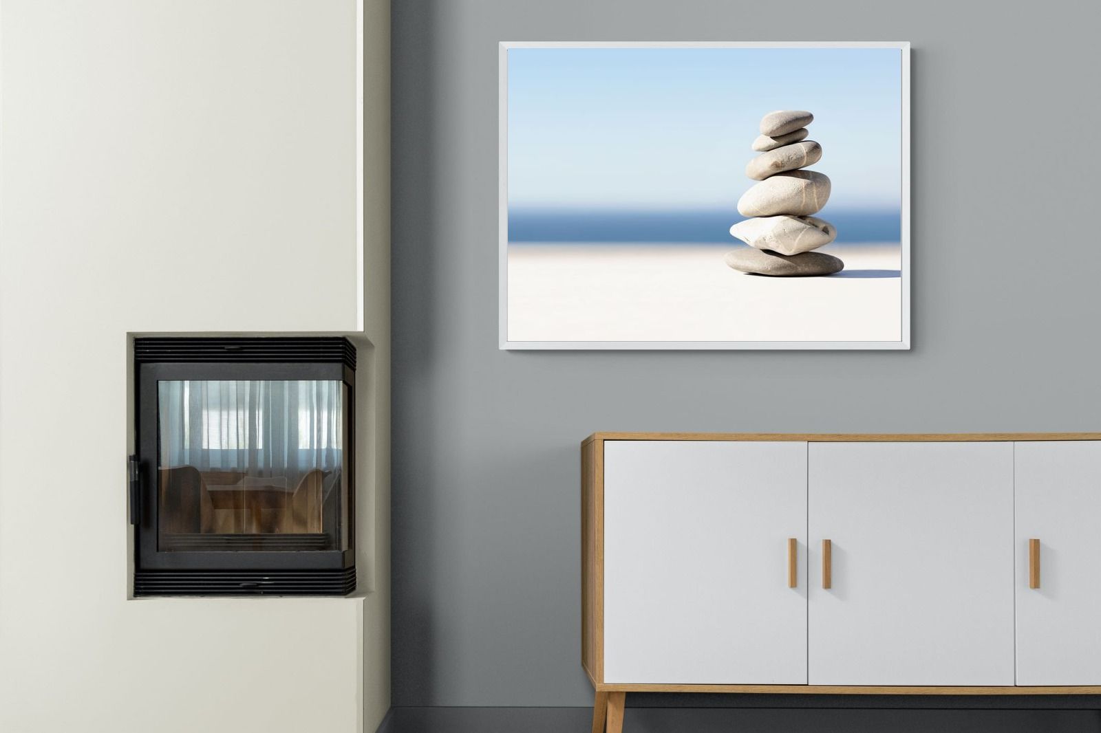 Zen Stones-Wall_Art-100 x 75cm-Mounted Canvas-White-Pixalot