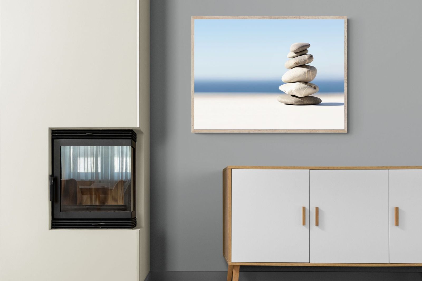 Zen Stones-Wall_Art-100 x 75cm-Mounted Canvas-Wood-Pixalot