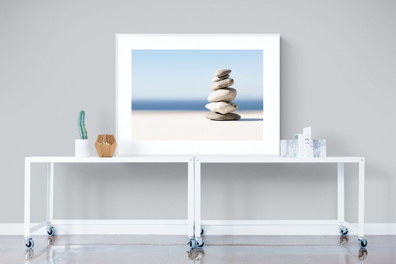 Zen Stones-Wall_Art-120 x 90cm-Framed Print-White-Pixalot