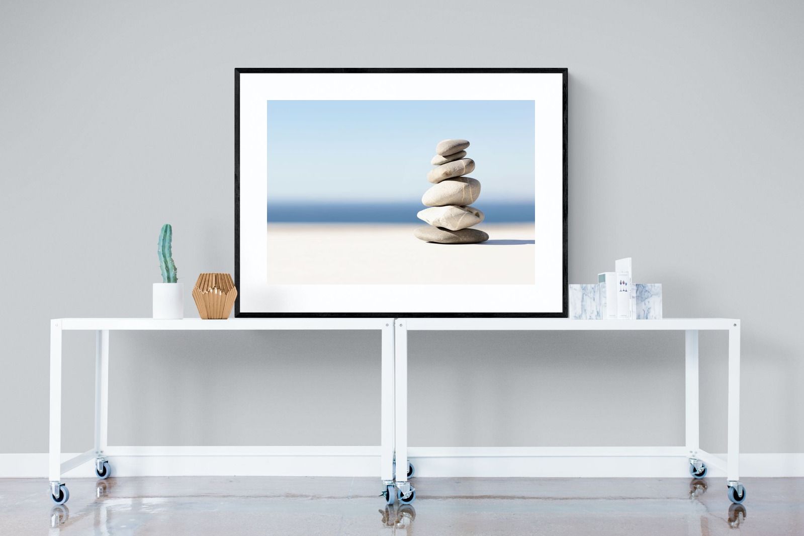 Zen Stones-Wall_Art-120 x 90cm-Framed Print-Black-Pixalot