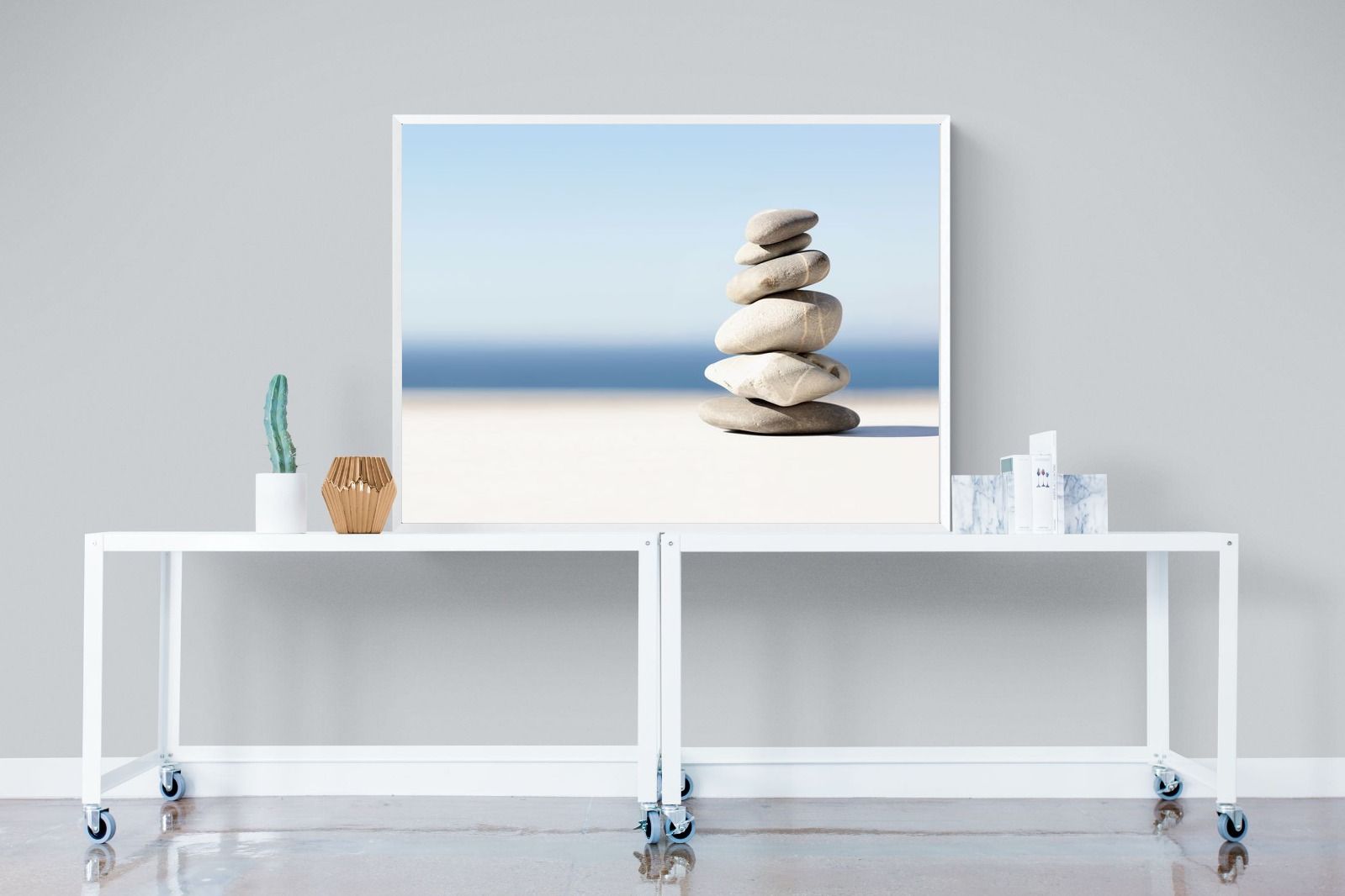 Zen Stones-Wall_Art-120 x 90cm-Mounted Canvas-White-Pixalot