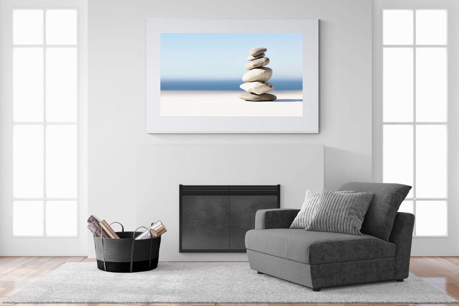 Zen Stones-Wall_Art-150 x 100cm-Framed Print-White-Pixalot