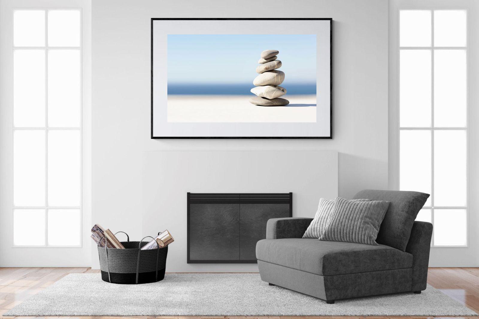 Zen Stones-Wall_Art-150 x 100cm-Framed Print-Black-Pixalot