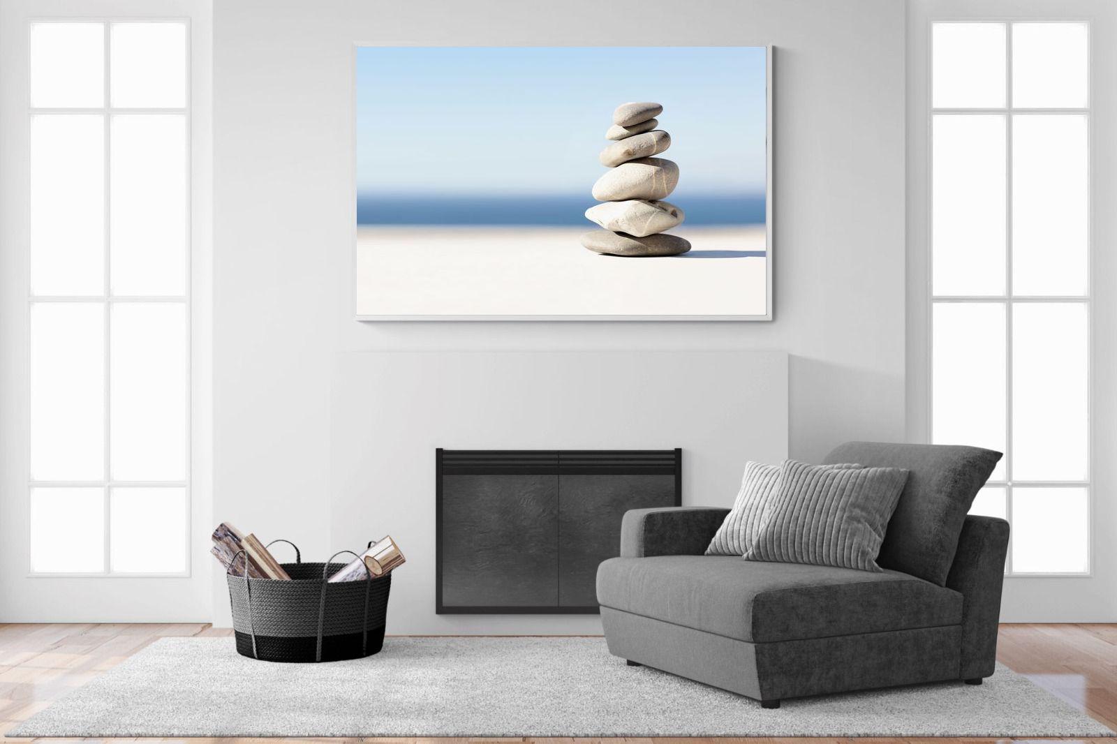 Zen Stones-Wall_Art-150 x 100cm-Mounted Canvas-White-Pixalot