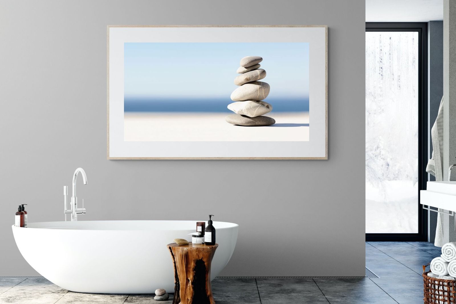 Zen Stones-Wall_Art-180 x 110cm-Framed Print-Wood-Pixalot
