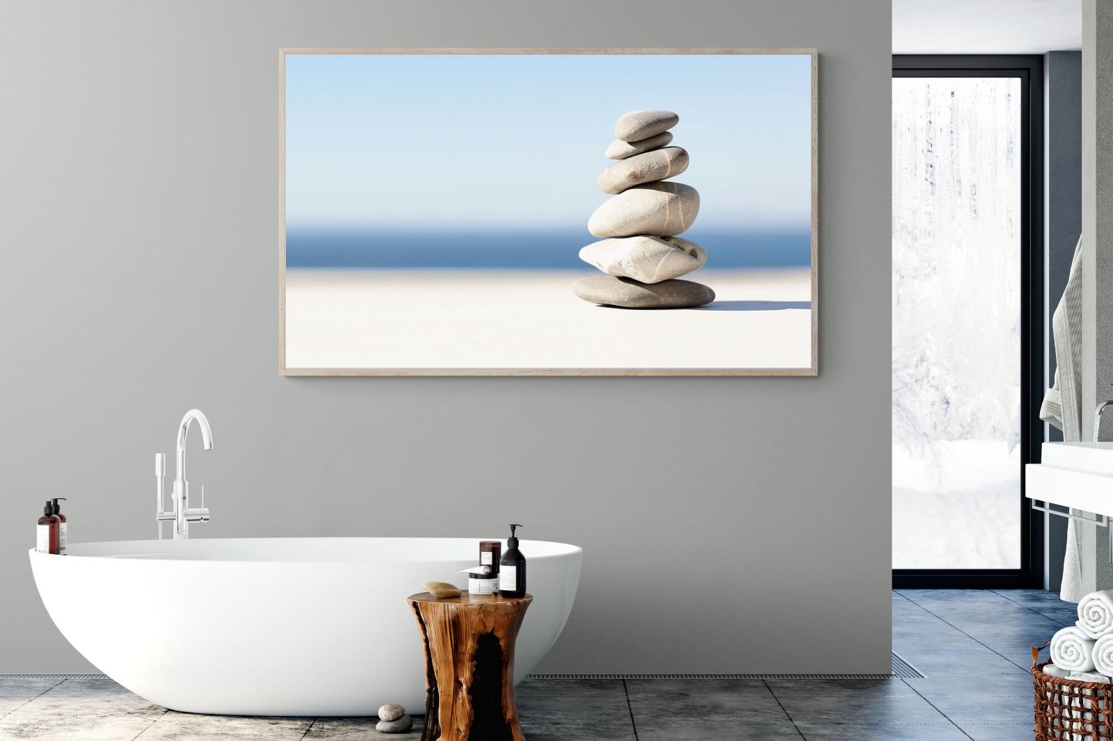 Zen Stones-Wall_Art-180 x 110cm-Mounted Canvas-Wood-Pixalot