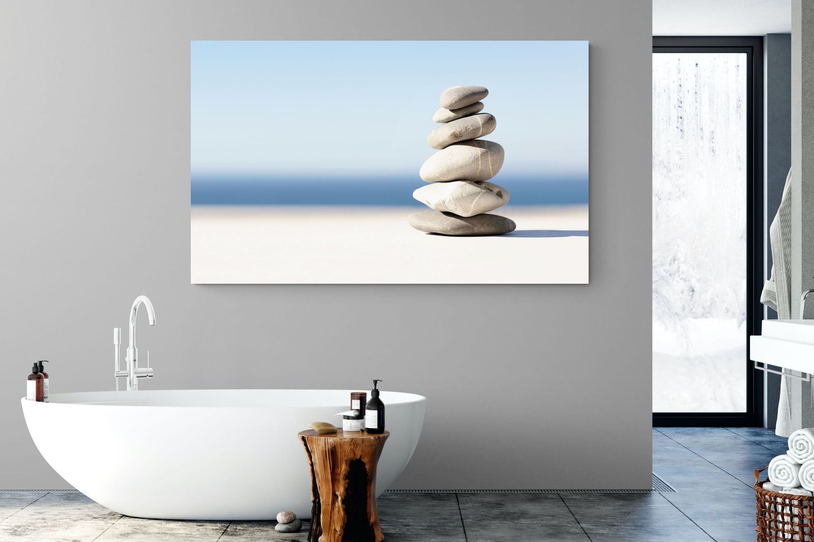 Zen Stones-Wall_Art-180 x 110cm-Mounted Canvas-No Frame-Pixalot