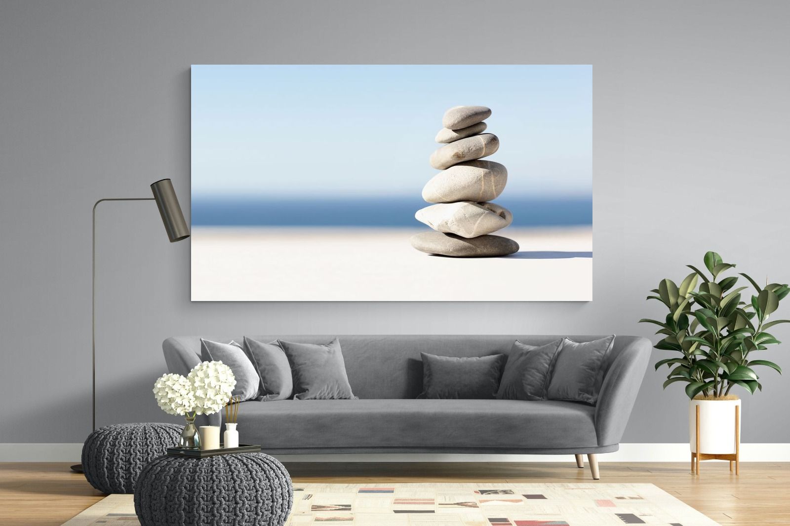 Zen Stones-Wall_Art-220 x 130cm-Mounted Canvas-No Frame-Pixalot