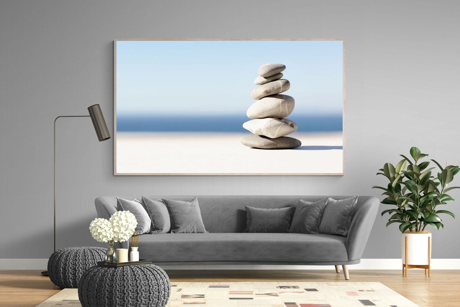 Zen Stones-Wall_Art-220 x 130cm-Mounted Canvas-Wood-Pixalot