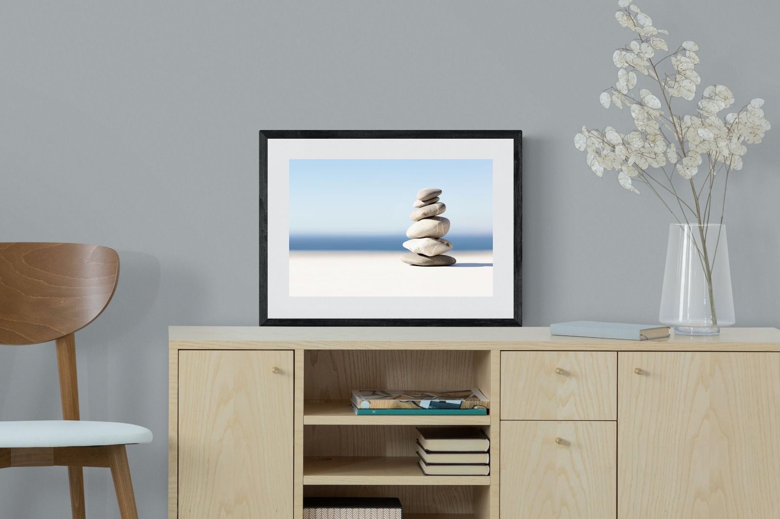 Zen Stones-Wall_Art-60 x 45cm-Framed Print-Black-Pixalot
