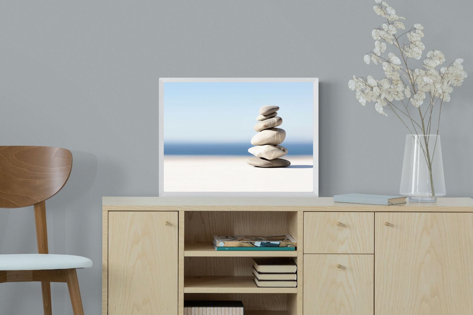Zen Stones-Wall_Art-60 x 45cm-Mounted Canvas-White-Pixalot
