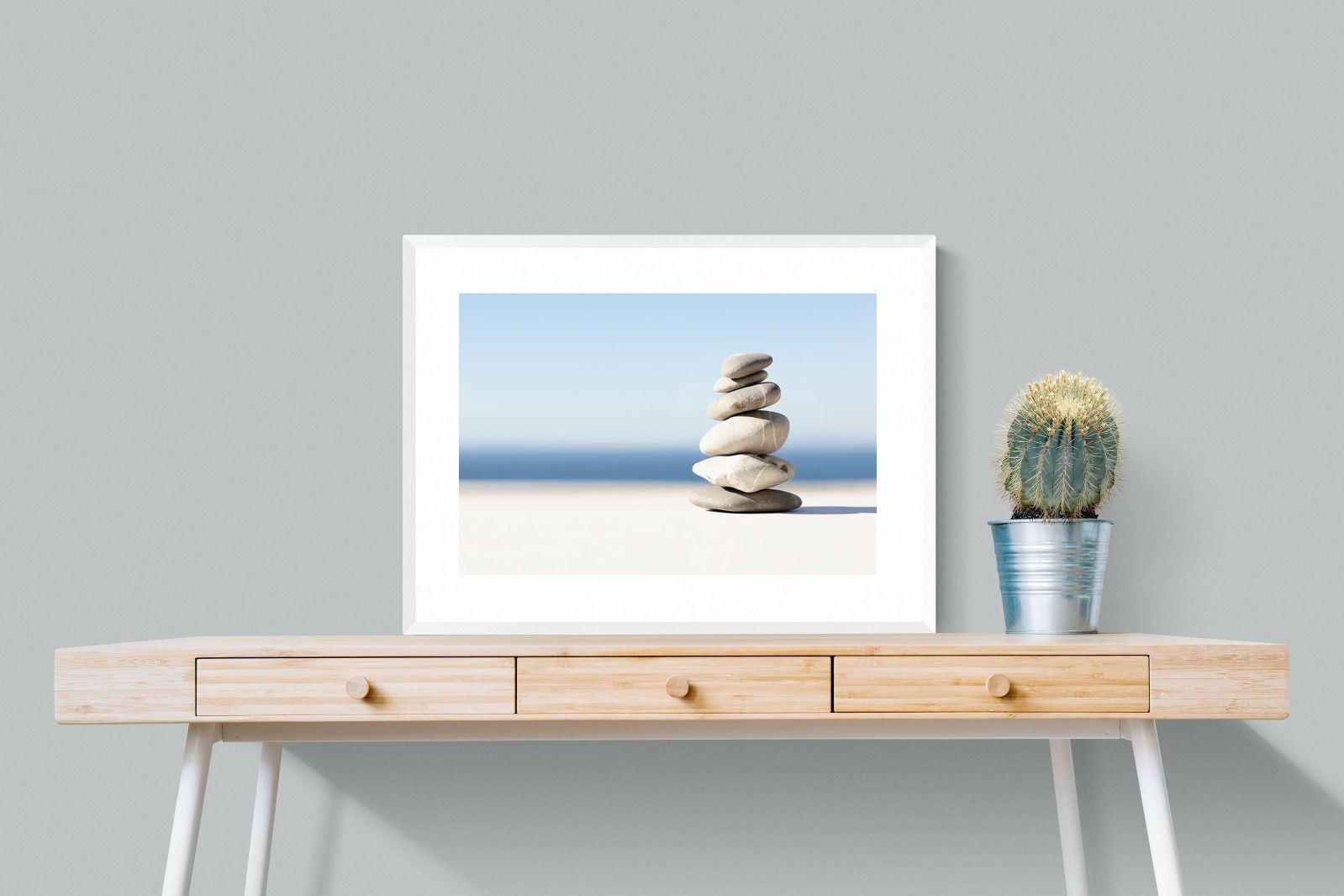 Zen Stones-Wall_Art-80 x 60cm-Framed Print-White-Pixalot