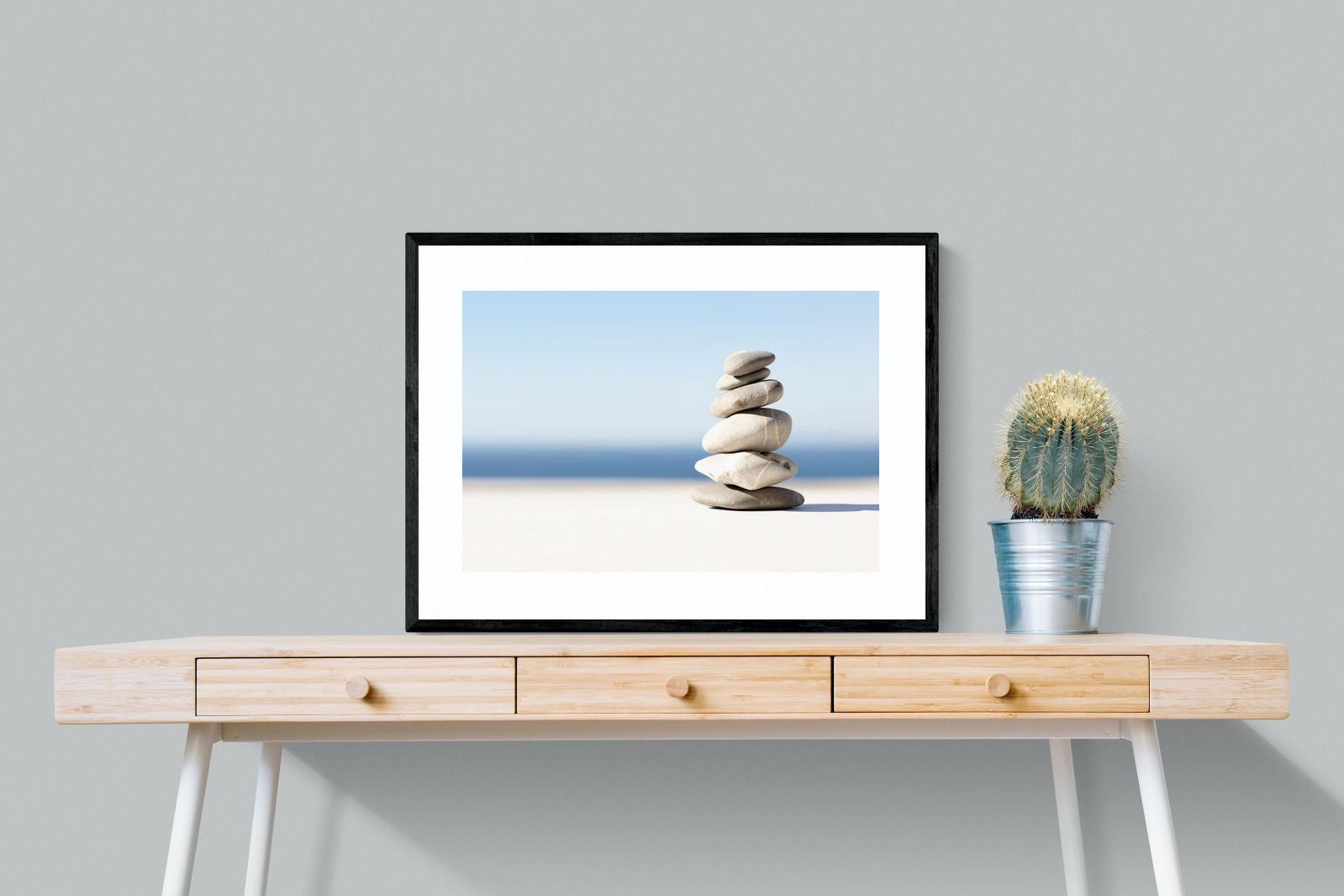 Zen Stones-Wall_Art-80 x 60cm-Framed Print-Black-Pixalot
