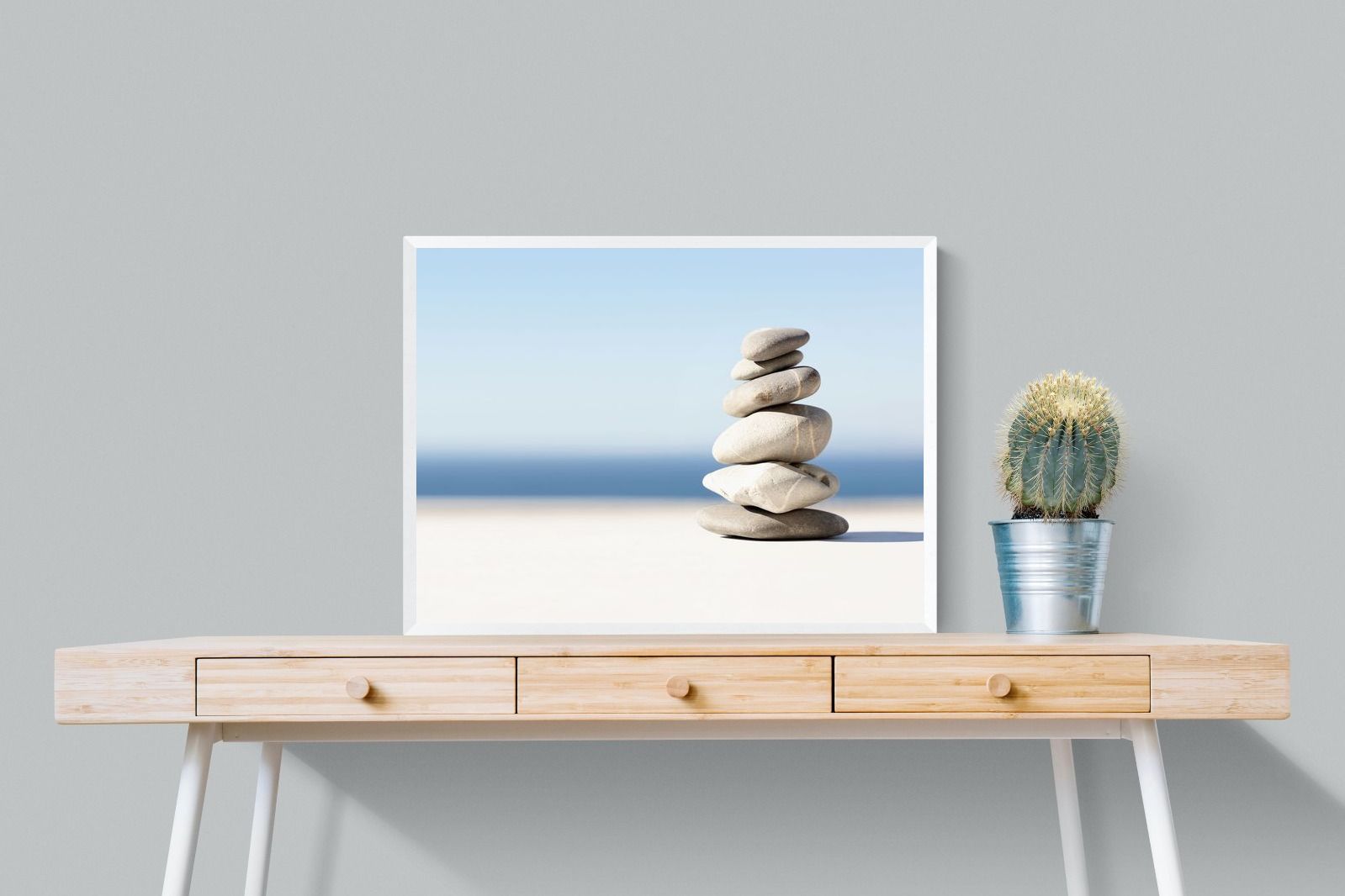Zen Stones-Wall_Art-80 x 60cm-Mounted Canvas-White-Pixalot