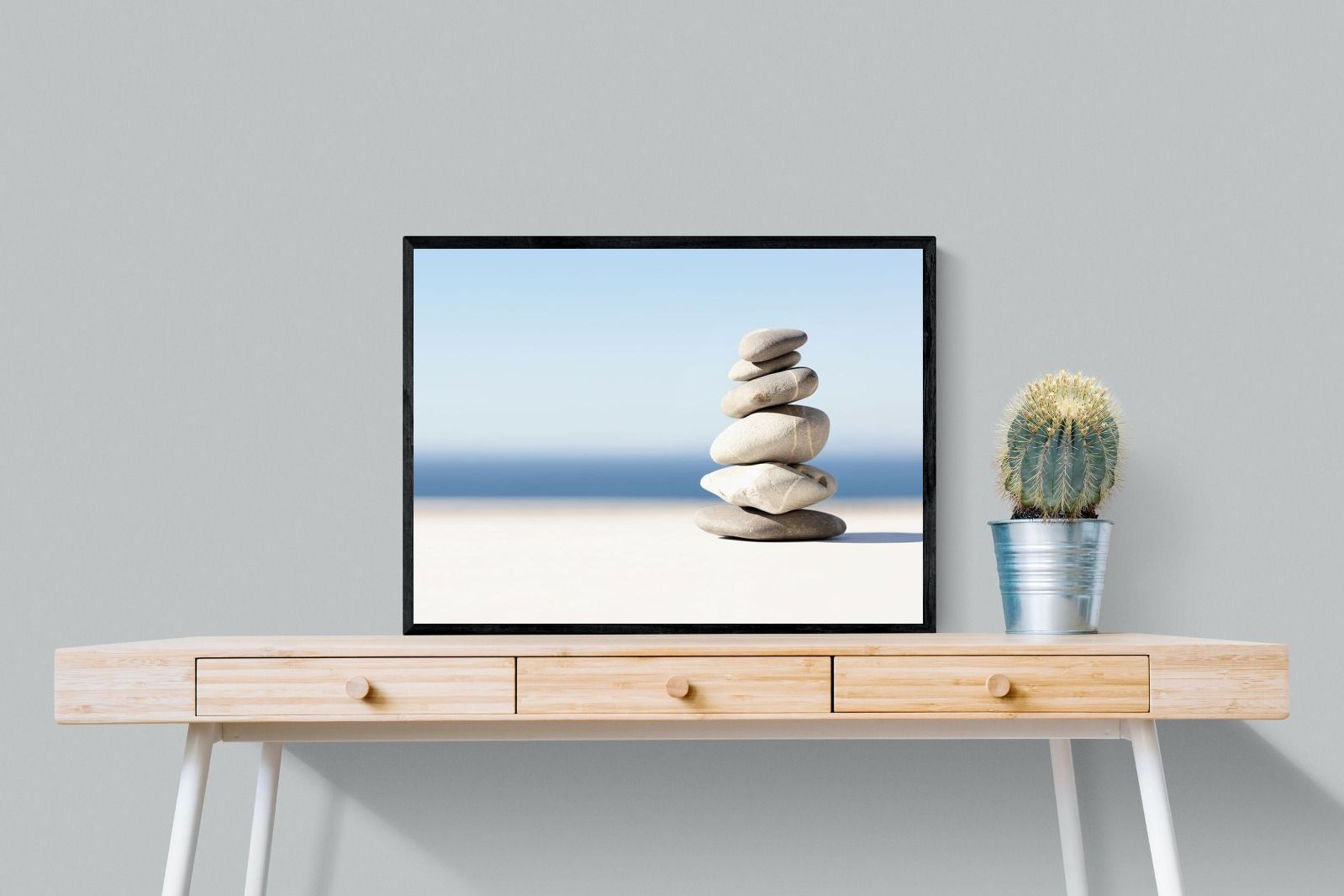Zen Stones-Wall_Art-80 x 60cm-Mounted Canvas-Black-Pixalot