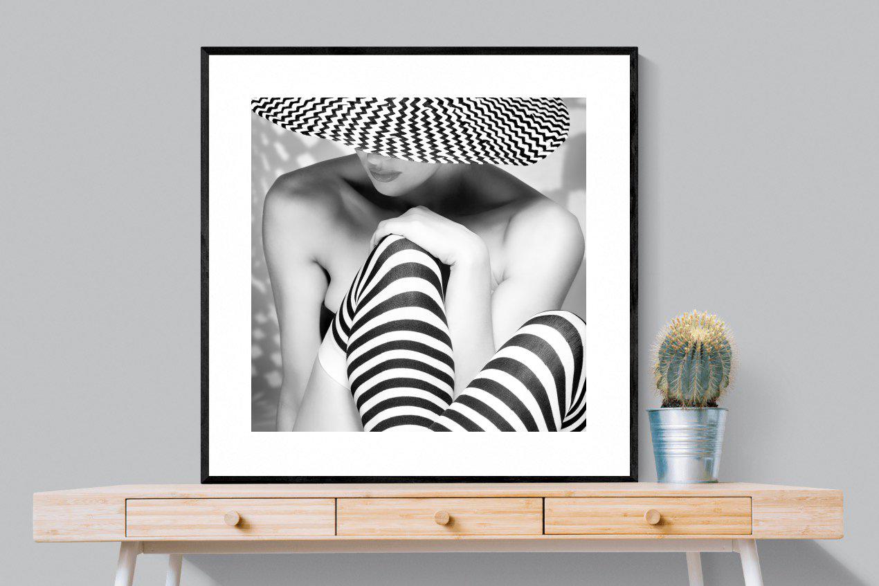 Zigzag-Wall_Art-100 x 100cm-Framed Print-Black-Pixalot