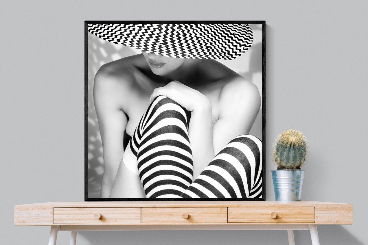 Zigzag-Wall_Art-100 x 100cm-Mounted Canvas-Black-Pixalot