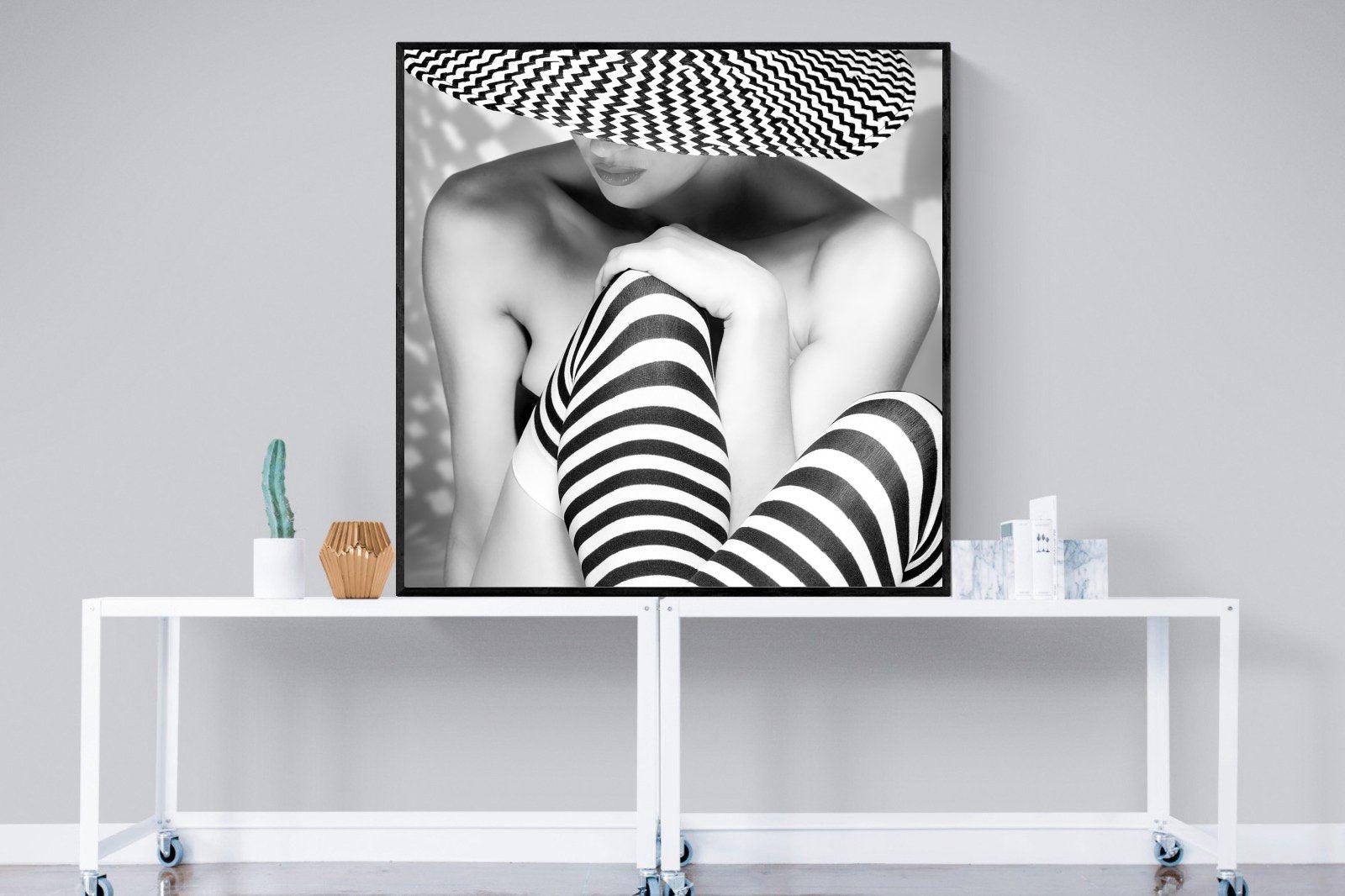 Zigzag-Wall_Art-120 x 120cm-Mounted Canvas-Black-Pixalot
