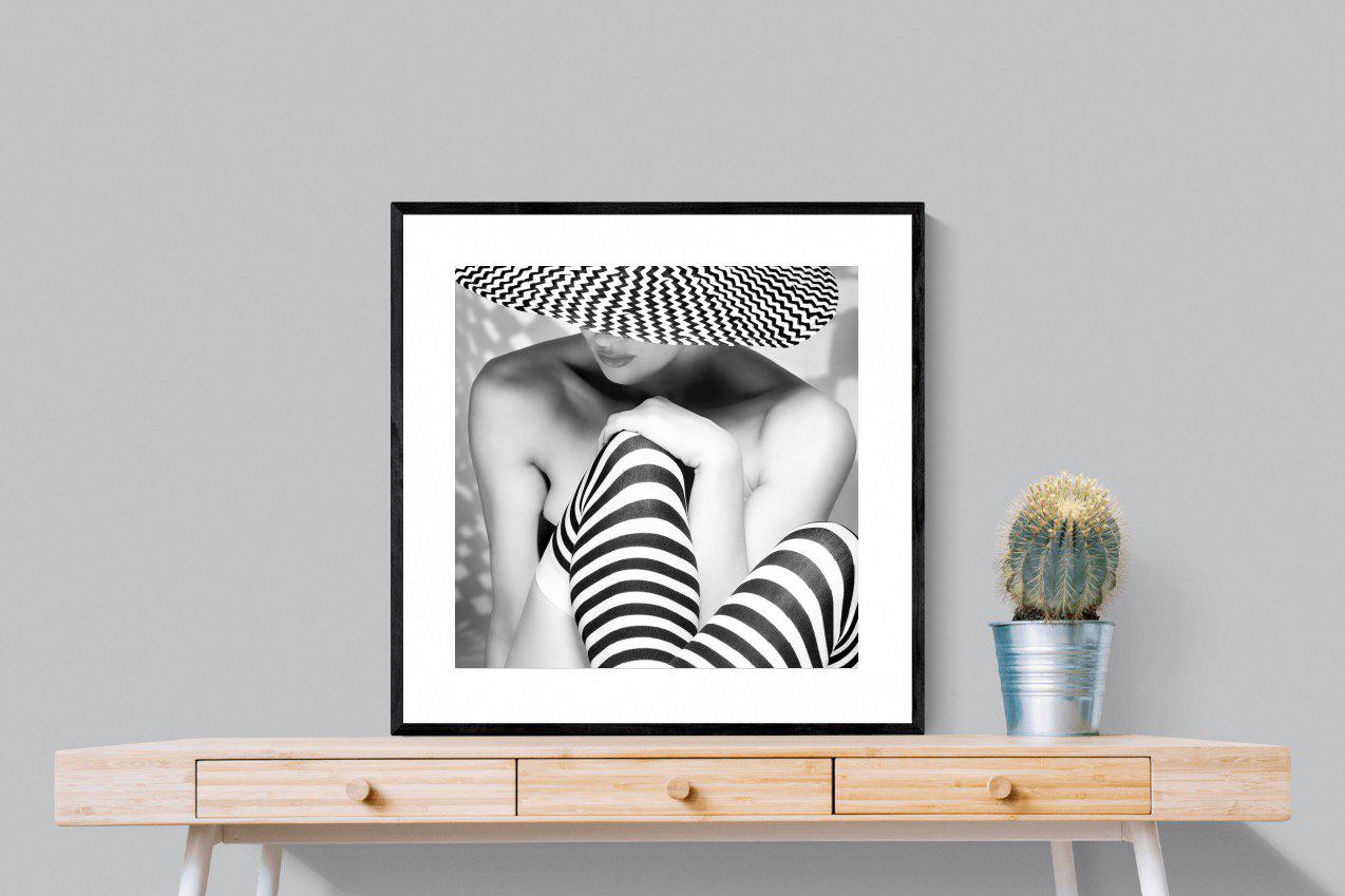 Zigzag-Wall_Art-80 x 80cm-Framed Print-Black-Pixalot