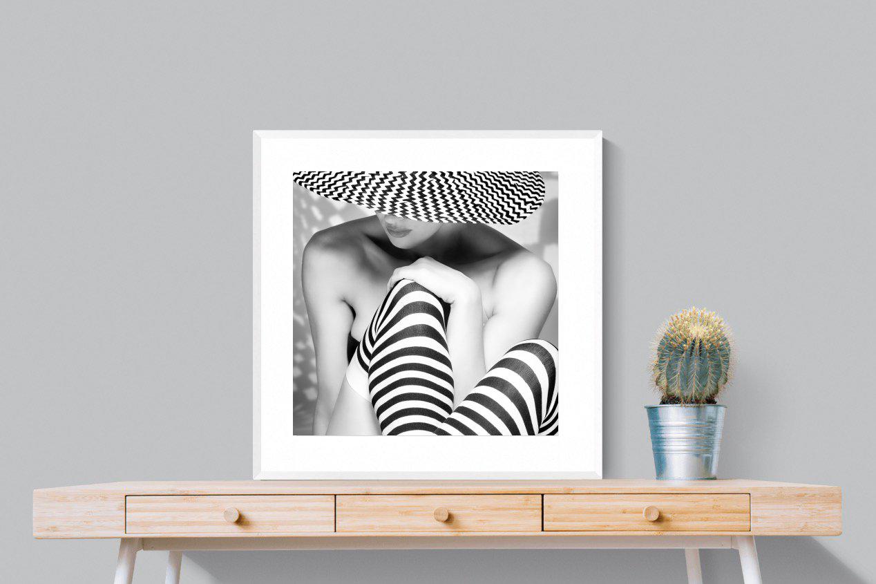 Zigzag-Wall_Art-80 x 80cm-Framed Print-White-Pixalot