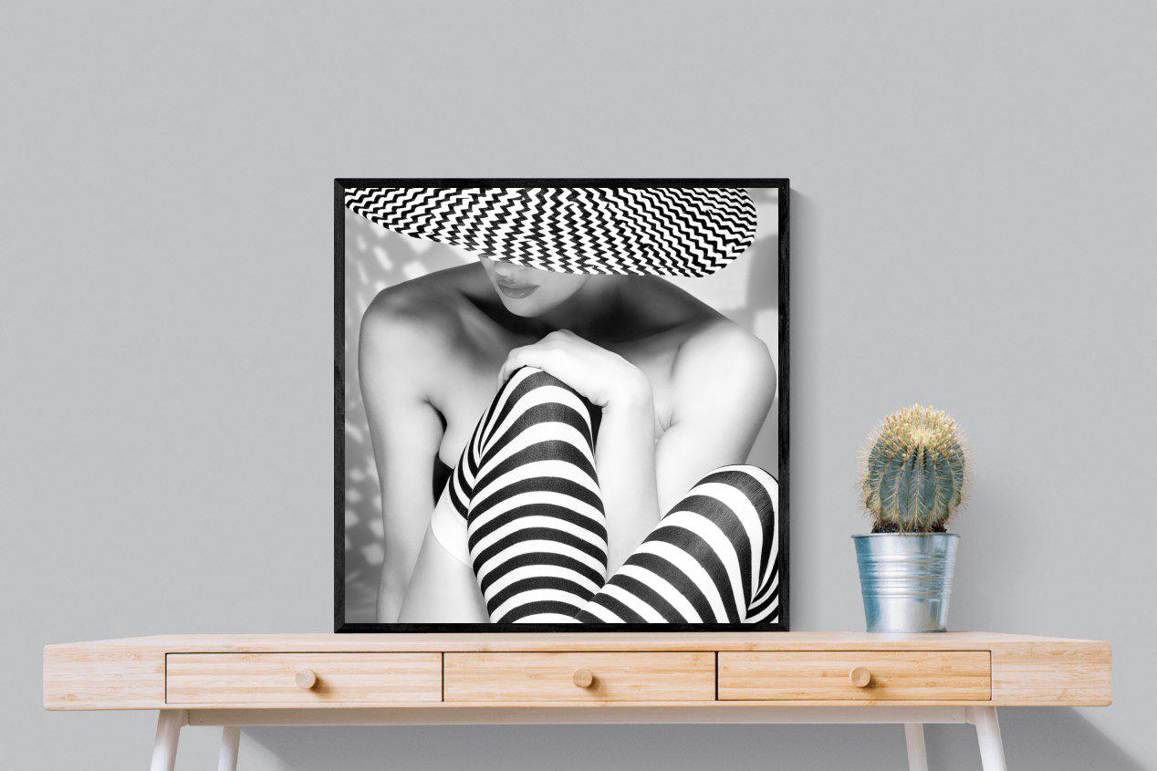 Zigzag-Wall_Art-80 x 80cm-Mounted Canvas-Black-Pixalot