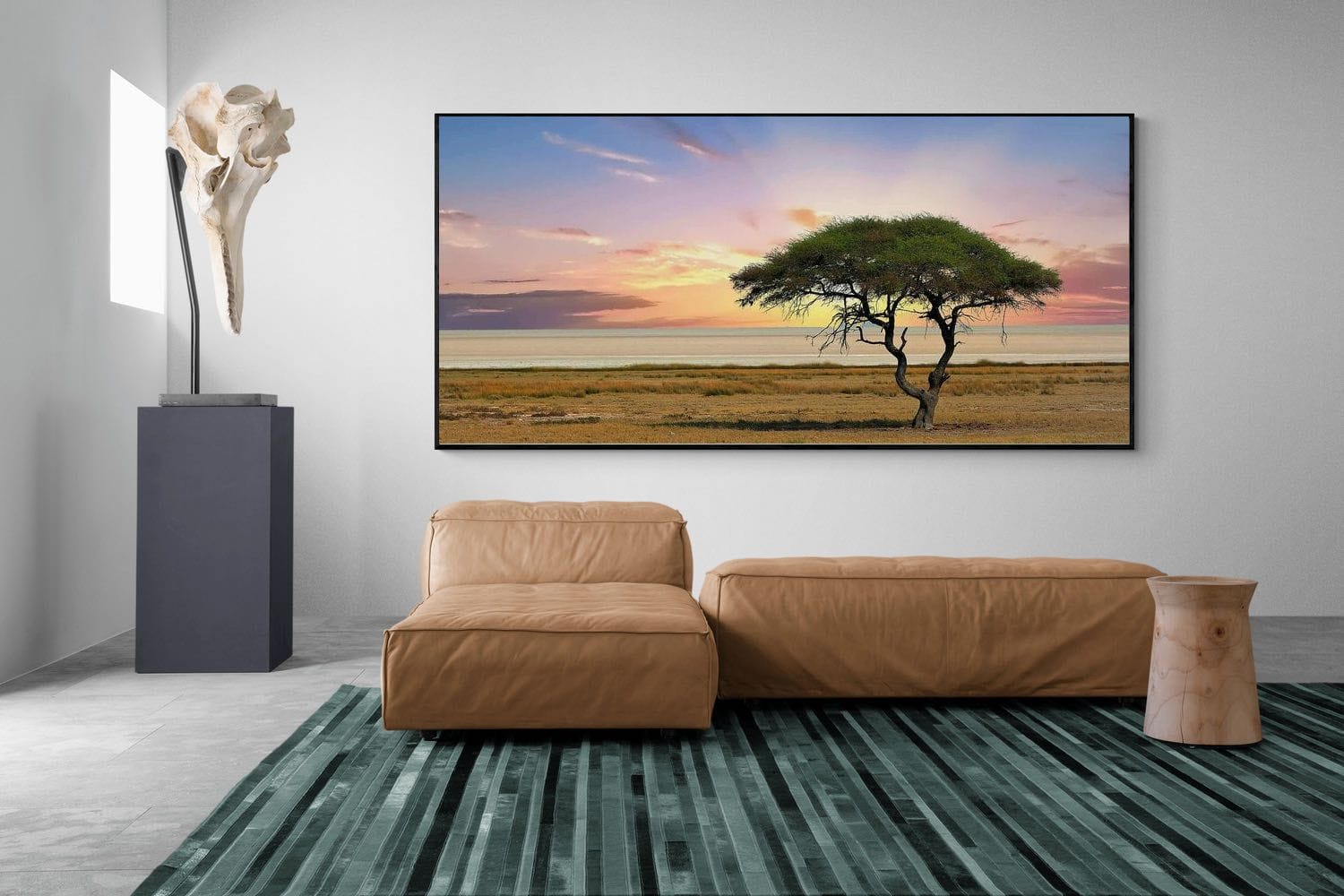 Acacia Tree-Wall_Art-275 x 130cm-Mounted Canvas-Black-Pixalot