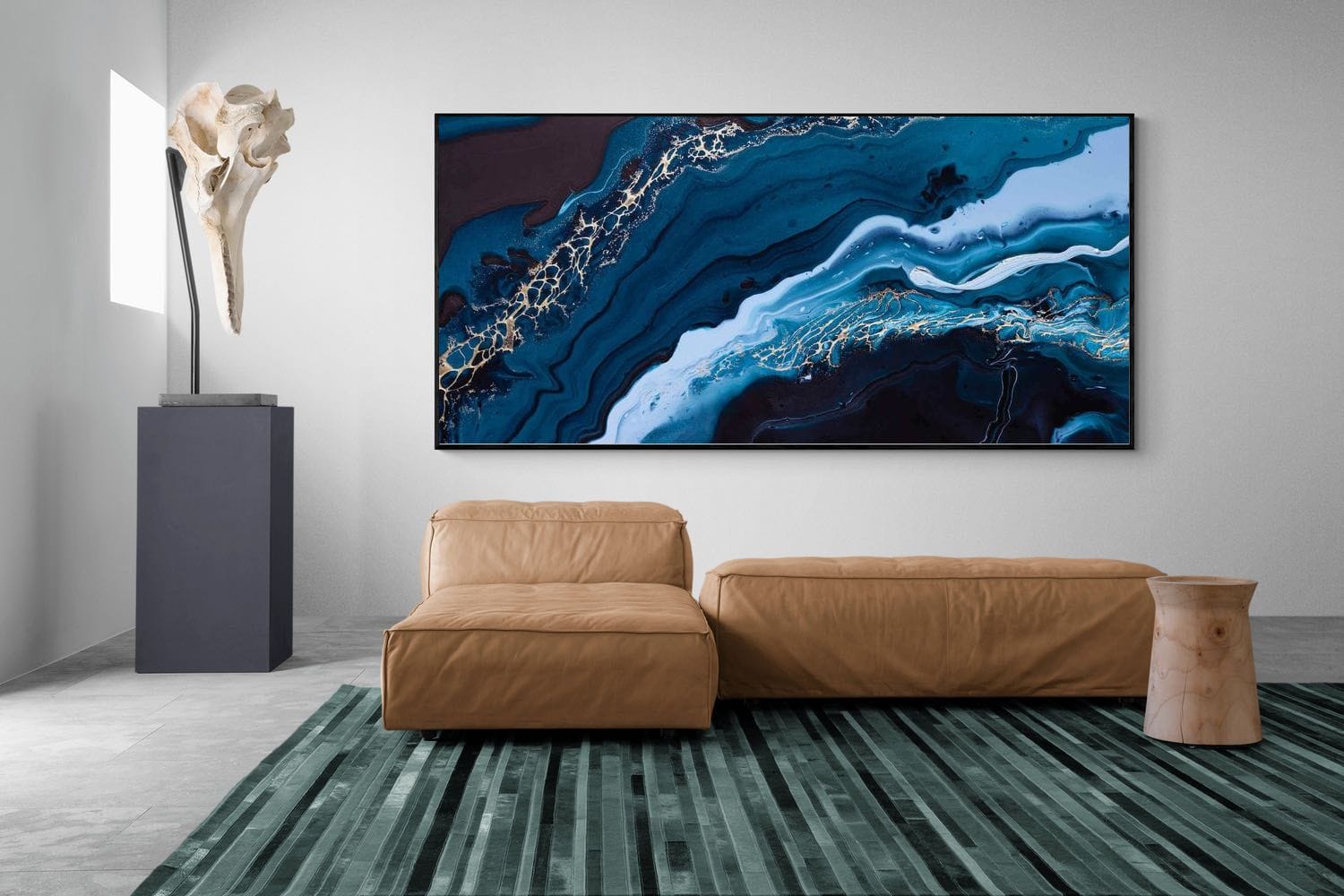 Acrylic Ocean-Wall_Art-275 x 130cm-Mounted Canvas-Black-Pixalot