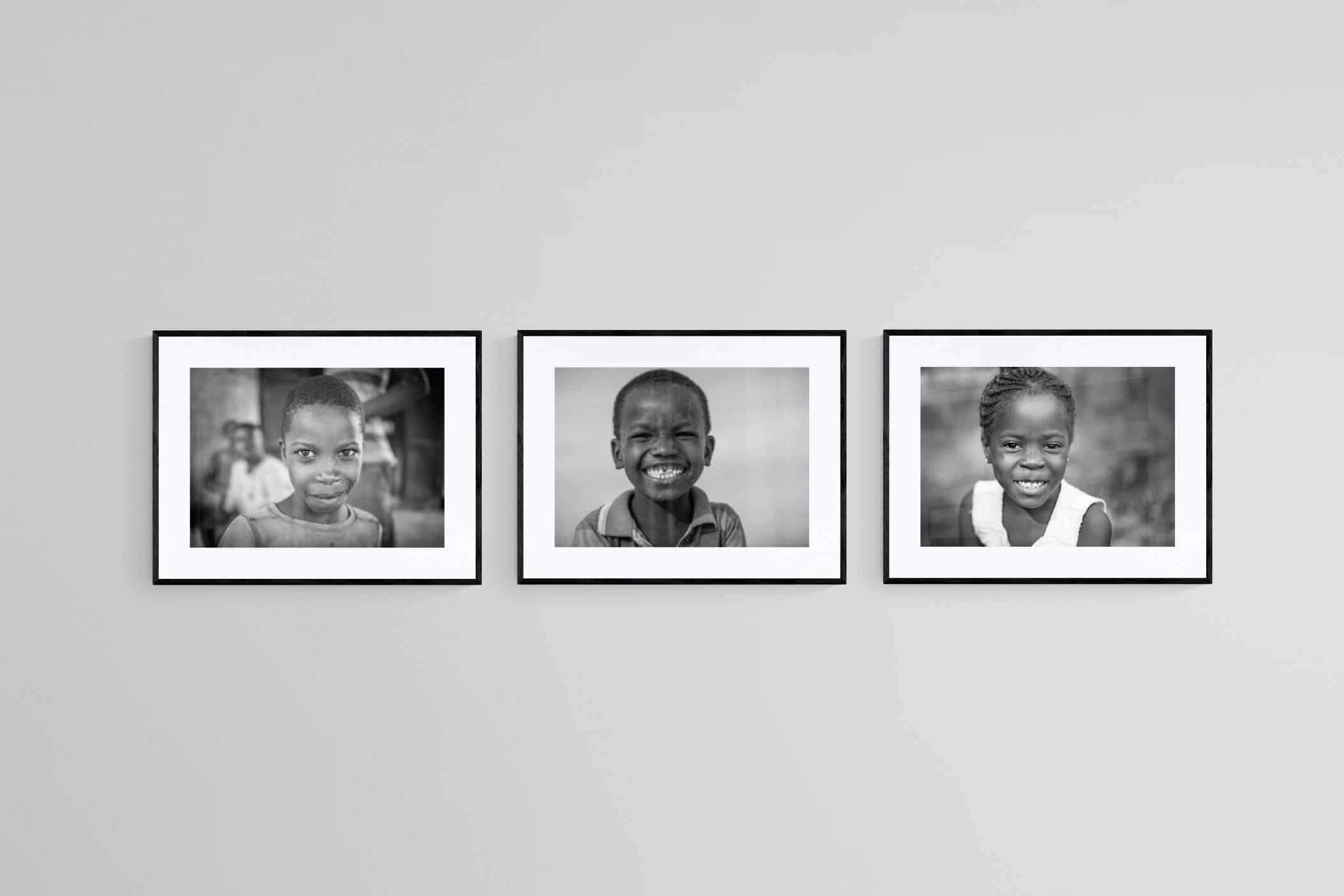 African Children Set-Wall_Art-80 x 60cm (x3)-Framed Print-Black-Pixalot