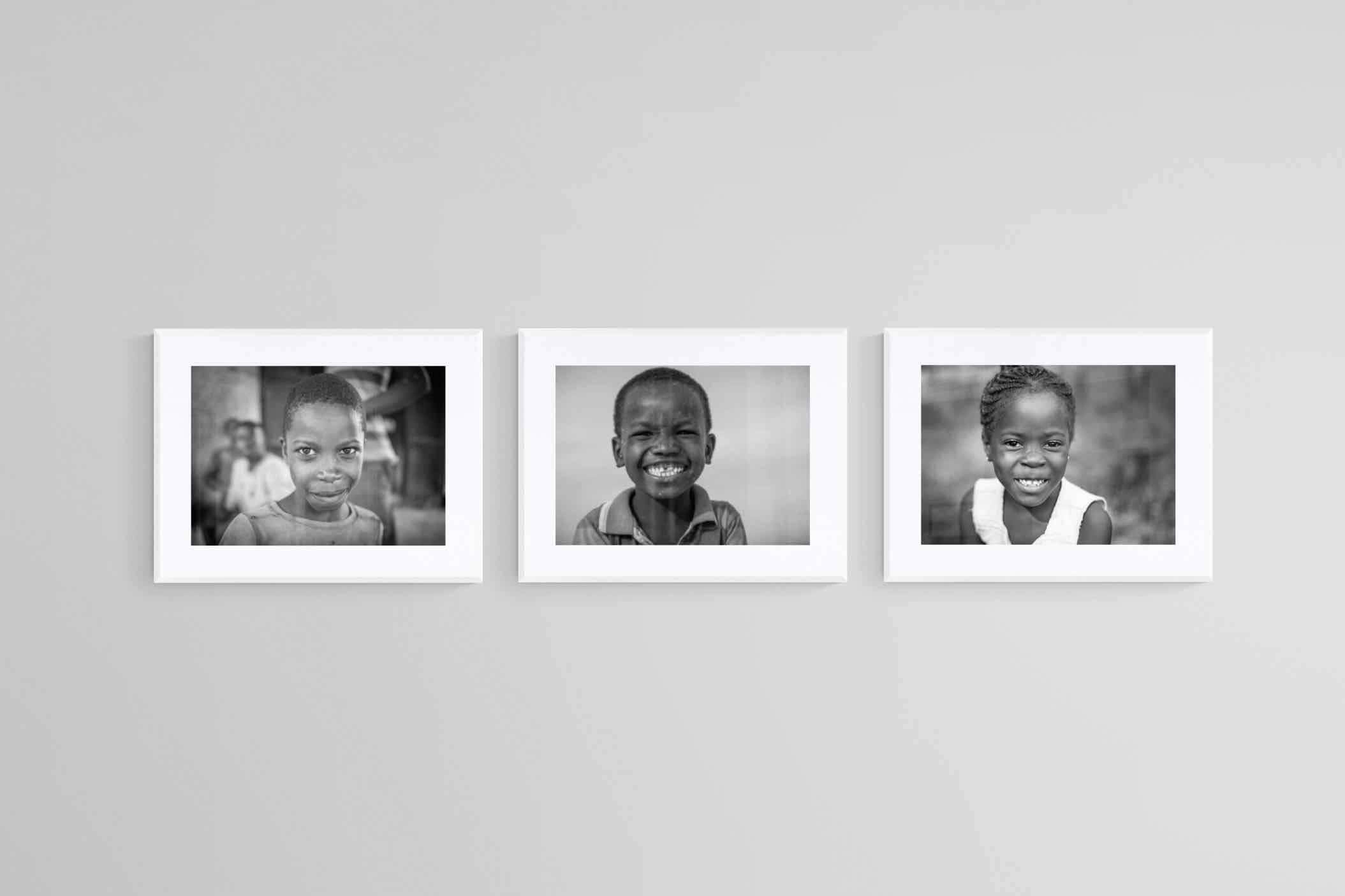 African Children Set-Wall_Art-80 x 60cm (x3)-Framed Print-White-Pixalot