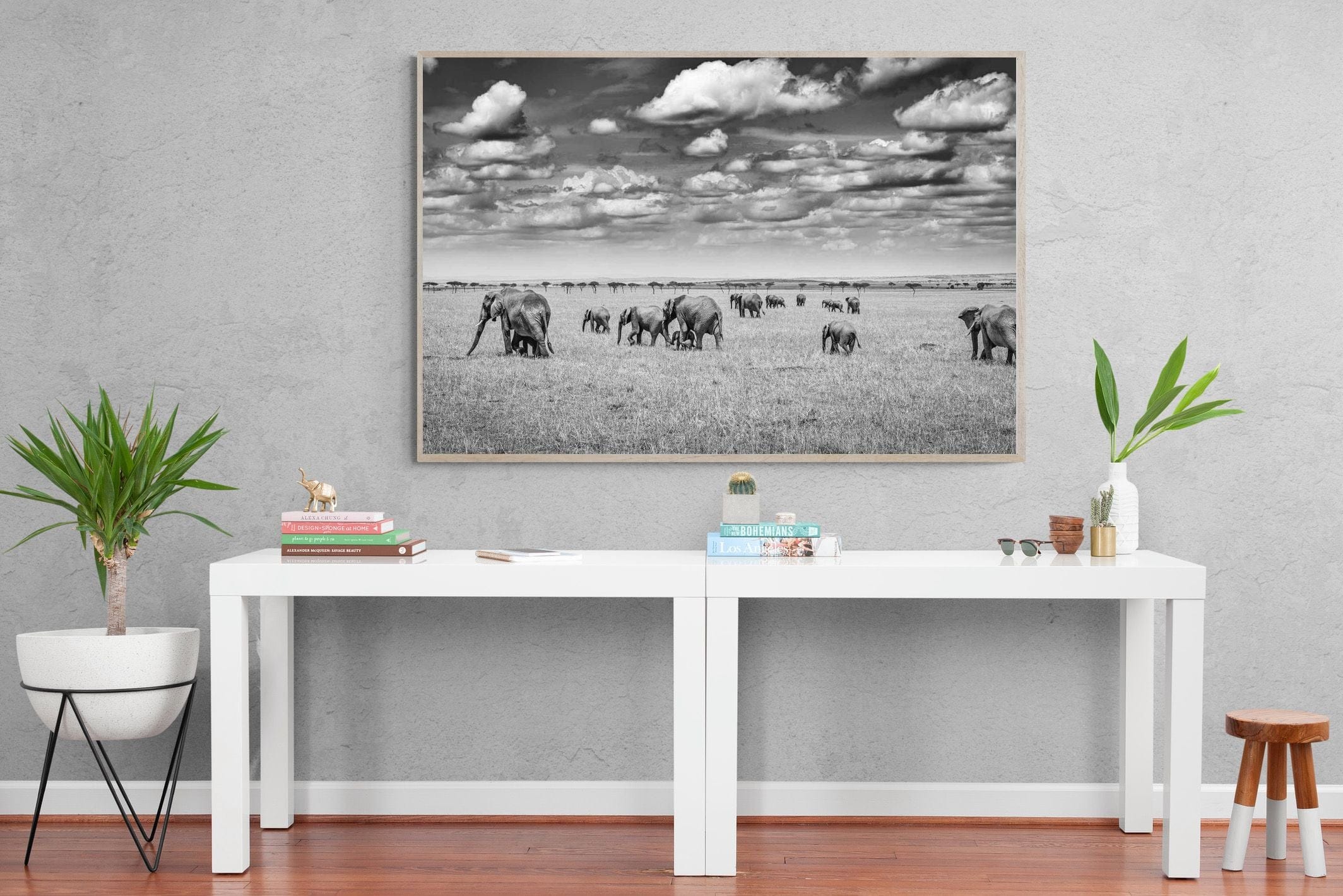 Amboseli Elephant Convoy-Wall_Art-150 x 100cm-Mounted Canvas-Wood-Pixalot