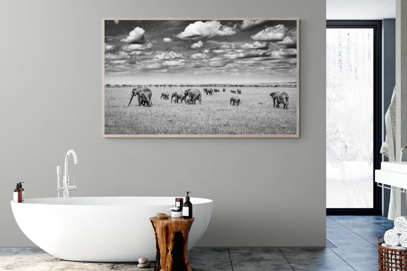 Amboseli Elephant Convoy-Wall_Art-180 x 110cm-Mounted Canvas-Wood-Pixalot