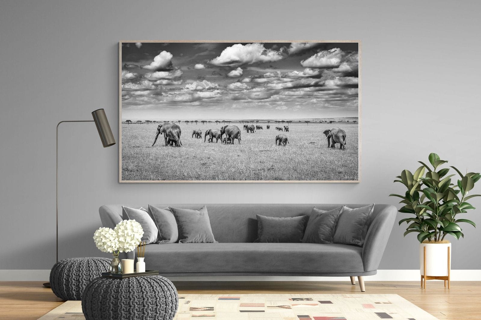 Amboseli Elephant Convoy-Wall_Art-220 x 130cm-Mounted Canvas-Wood-Pixalot