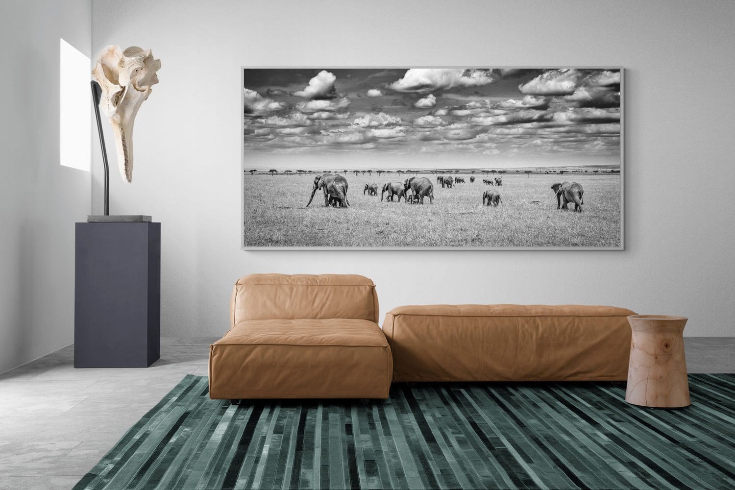 Amboseli Elephant Convoy-Wall_Art-275 x 130cm-Mounted Canvas-White-Pixalot