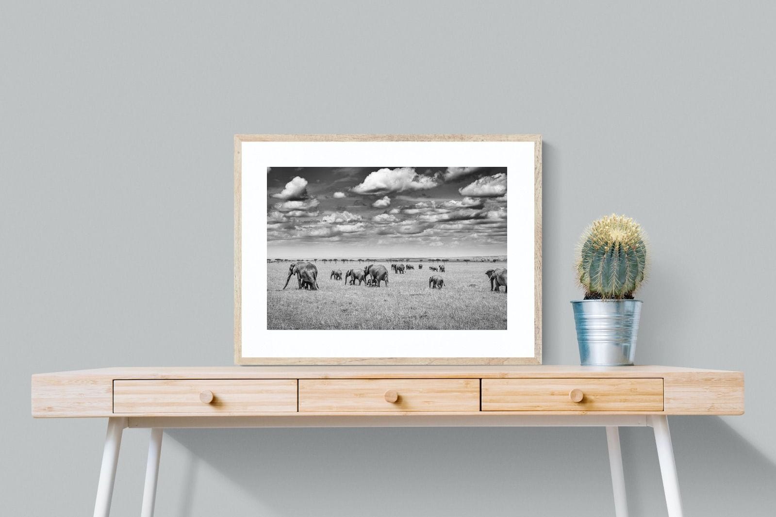 Amboseli Elephant Convoy-Wall_Art-80 x 60cm-Framed Print-Wood-Pixalot