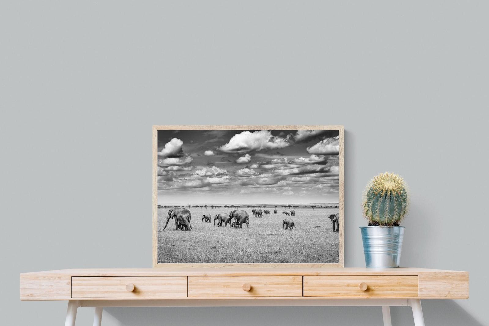 Amboseli Elephant Convoy-Wall_Art-80 x 60cm-Mounted Canvas-Wood-Pixalot