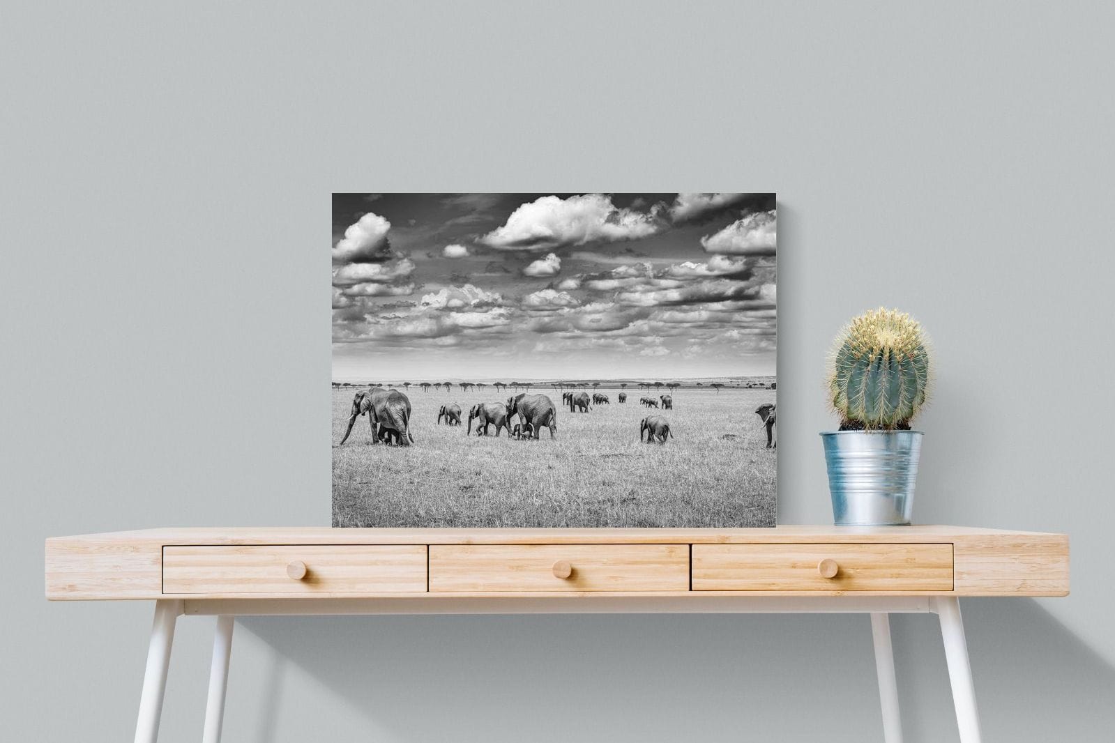 Amboseli Elephant Convoy-Wall_Art-80 x 60cm-Mounted Canvas-No Frame-Pixalot