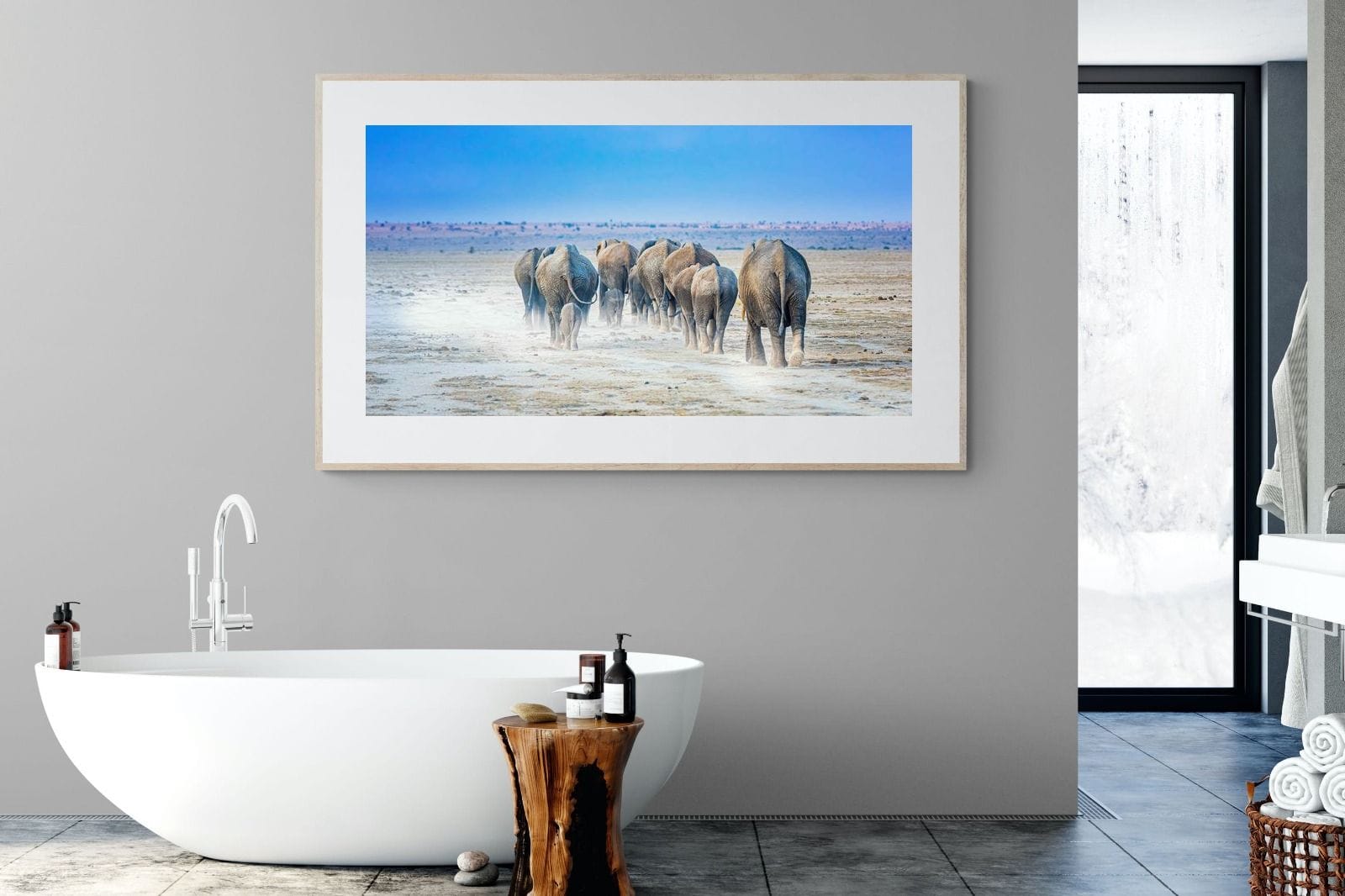 Amboseli Lake Convoy-Wall_Art-180 x 110cm-Framed Print-Wood-Pixalot