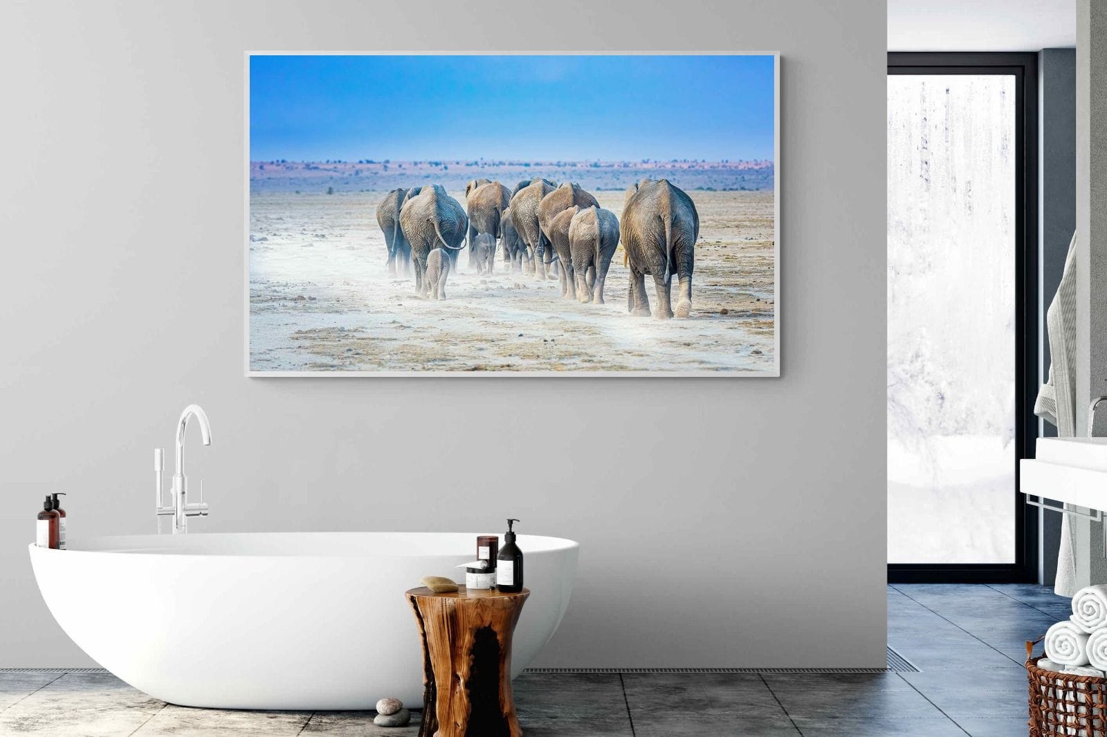 Amboseli Lake Convoy-Wall_Art-180 x 110cm-Mounted Canvas-White-Pixalot