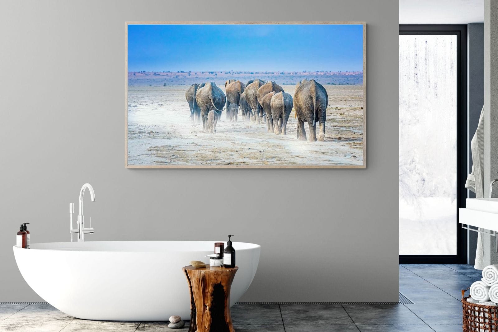 Amboseli Lake Convoy-Wall_Art-180 x 110cm-Mounted Canvas-Wood-Pixalot