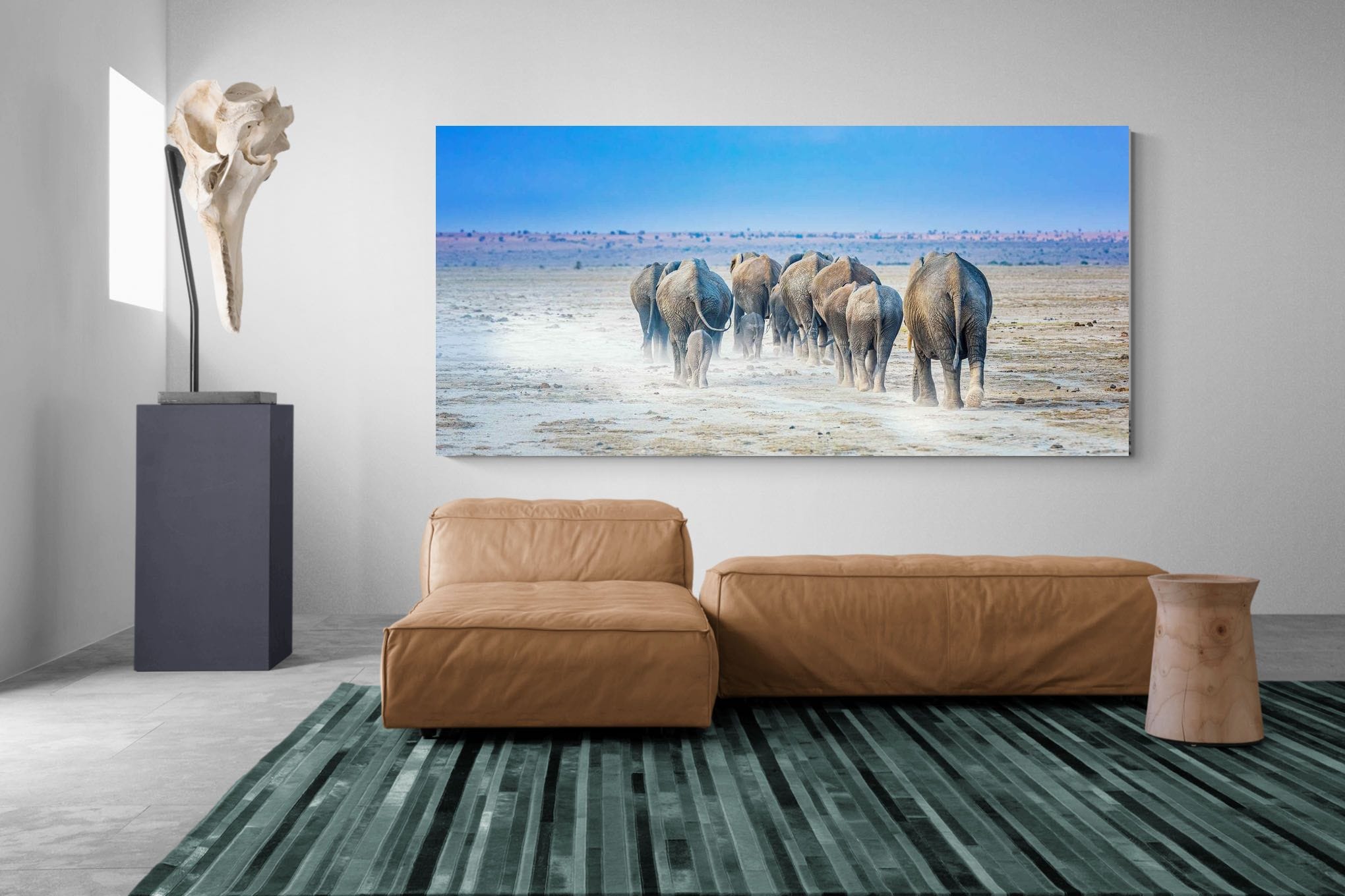 Amboseli Lake Convoy-Wall_Art-275 x 130cm-Mounted Canvas-No Frame-Pixalot