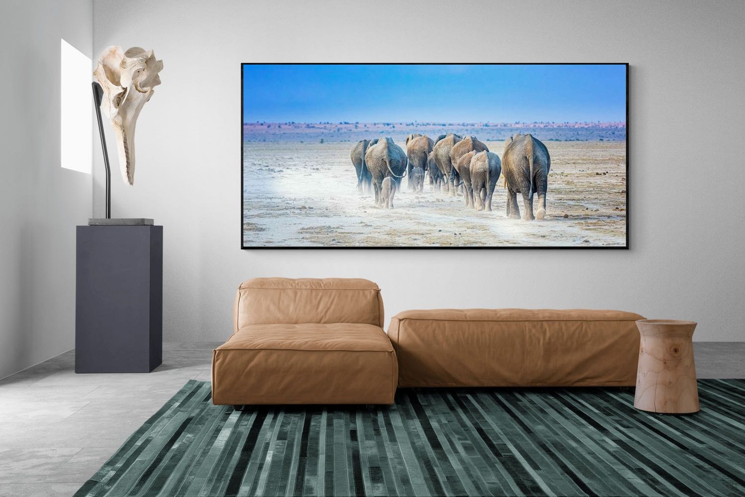Amboseli Lake Convoy-Wall_Art-275 x 130cm-Mounted Canvas-Black-Pixalot