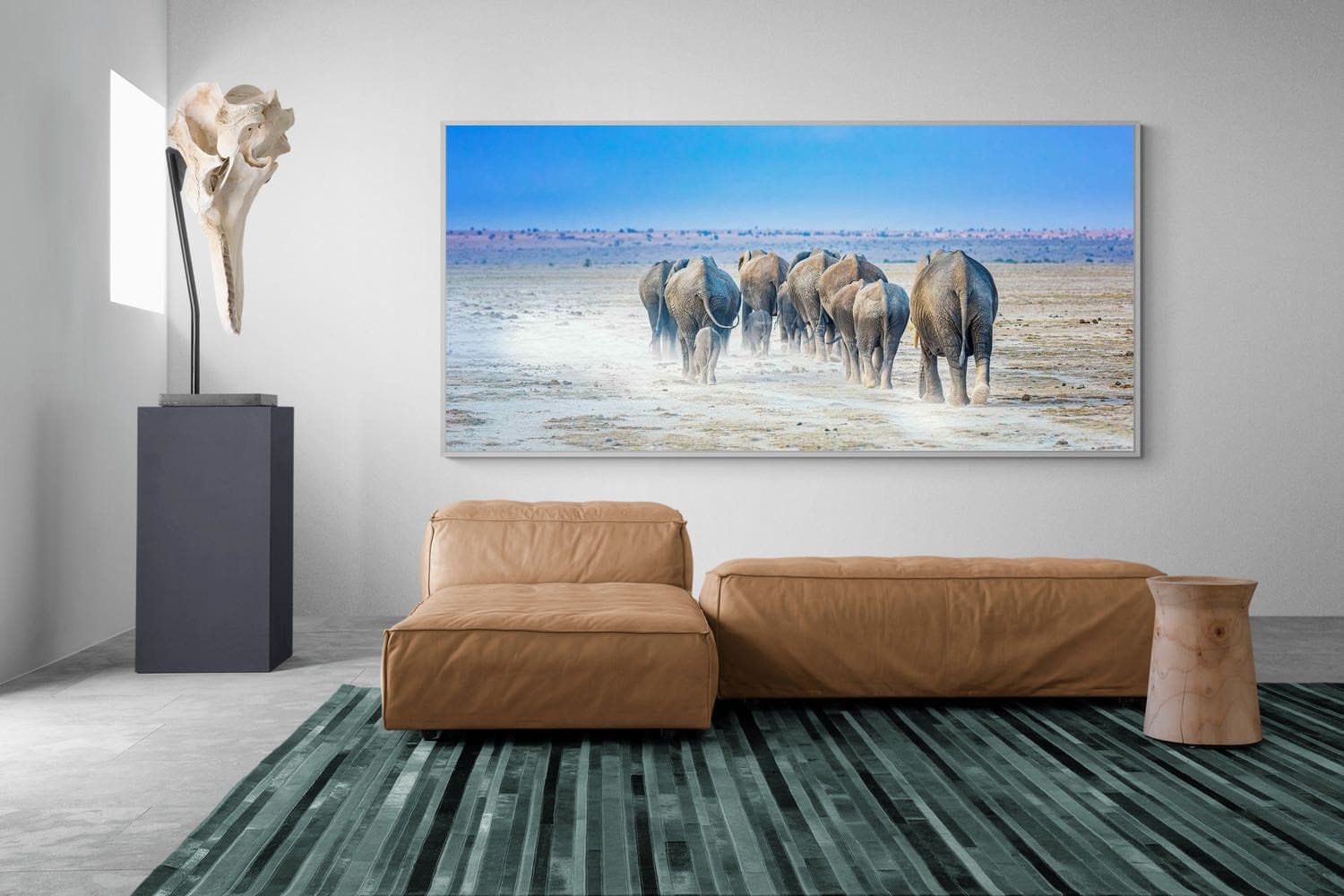 Amboseli Lake Convoy-Wall_Art-275 x 130cm-Mounted Canvas-White-Pixalot