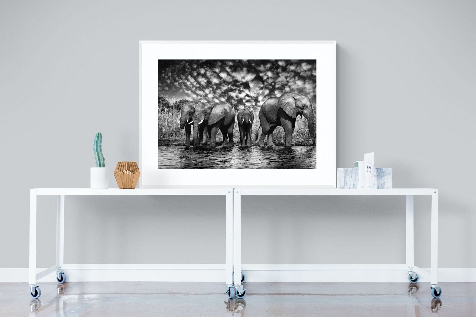Amboseli Lake-Wall_Art-120 x 90cm-Framed Print-White-Pixalot
