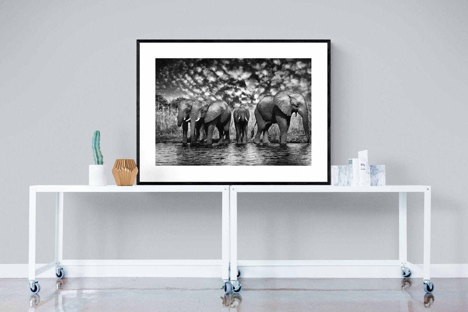 Amboseli Lake-Wall_Art-120 x 90cm-Framed Print-Black-Pixalot