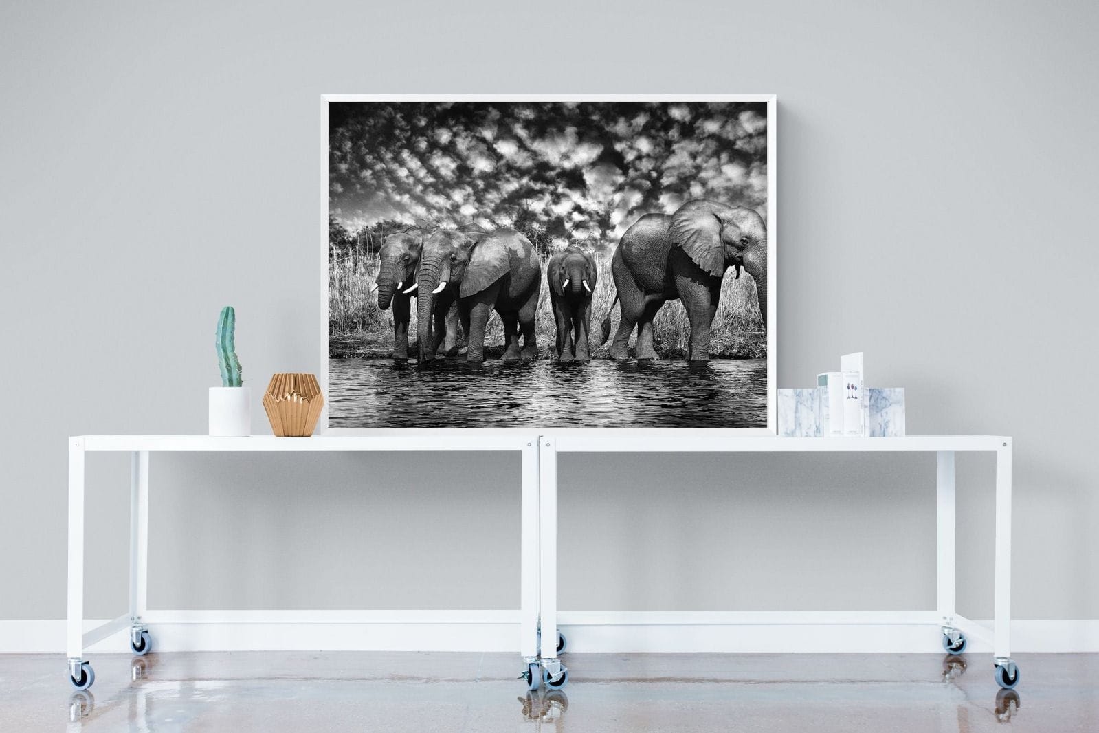 Amboseli Lake-Wall_Art-120 x 90cm-Mounted Canvas-White-Pixalot