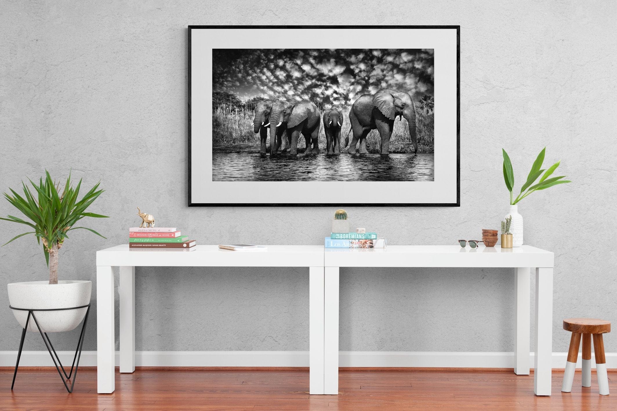 Amboseli Lake-Wall_Art-150 x 100cm-Framed Print-Black-Pixalot