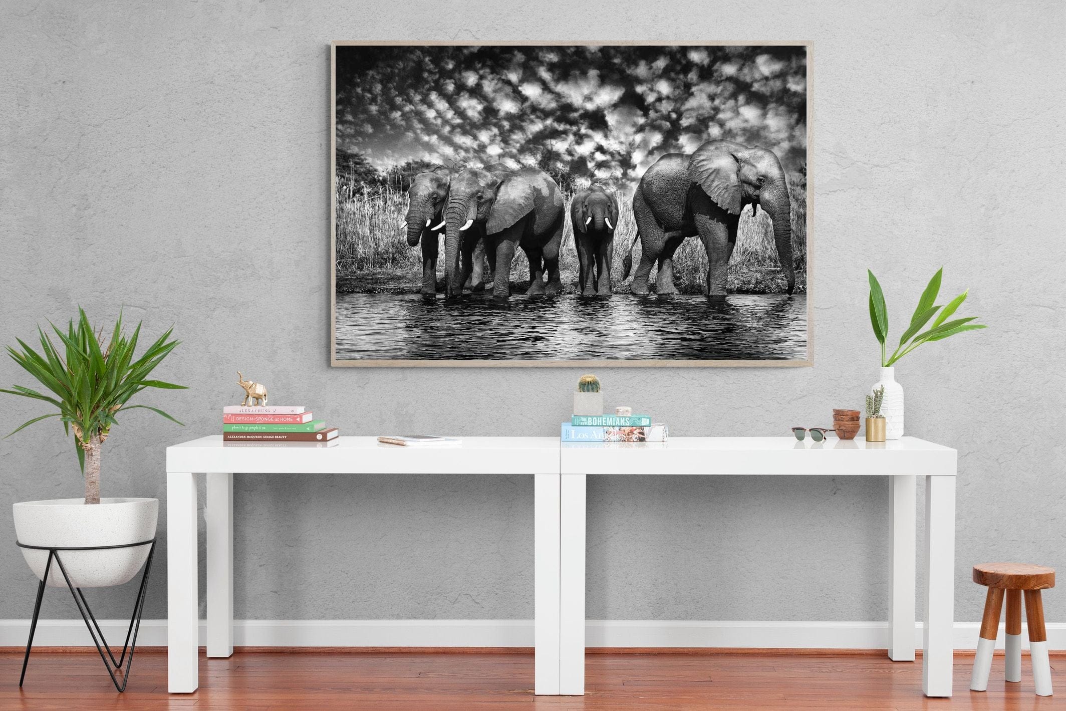Amboseli Lake-Wall_Art-150 x 100cm-Mounted Canvas-Wood-Pixalot